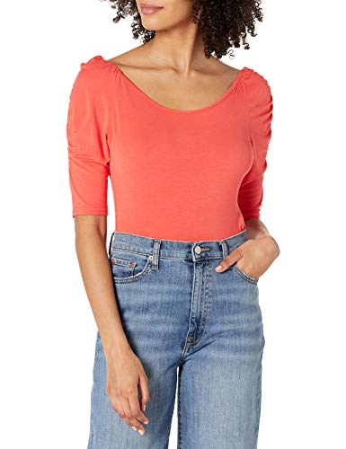 KENDALL + KYLIE Women's Puff Sleeve Knit Top, Persimmon, XL