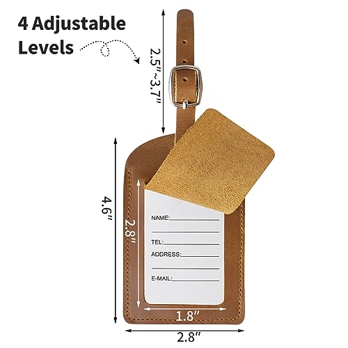 Ringsun Genuine Leather Luggage Tag for Suitcases ID Tags Bag Tags for Luggage (2 Pack) - Image 3