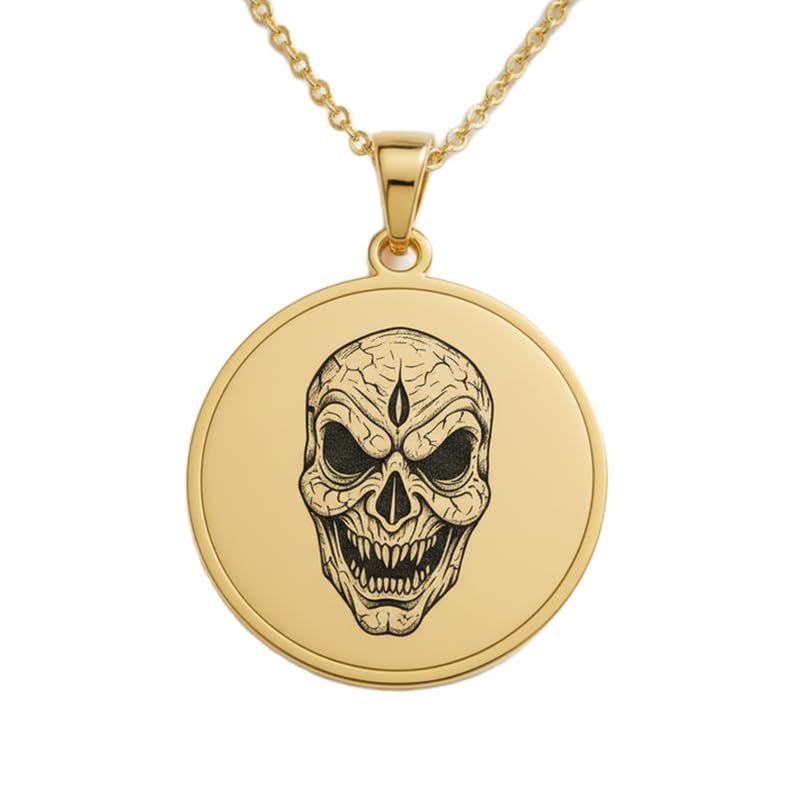 Collier tête de mort démoniaque en argent 925 fait main