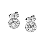 1/6 Carat | 925 Sterling Silver | Lab Grown Halo Diamond Stud Earrings | Round Shape Prong Setting...