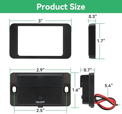 ULITECO 2 Pack 78W 12V USB Outlet Panel Wall Mount with Blue Voltmeter Dual 36W PD & Dual 18W QC3.0 Car USB Port Lightweight 12V USB Charger with ON/Off Switch - 4