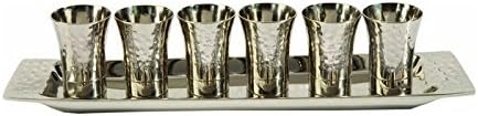 Yair Emanuel Wine Cup Set in Nickel with Hammered Pattern