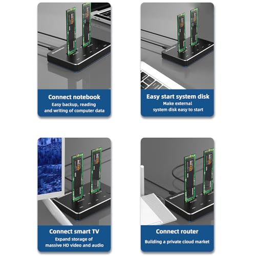 Caja externa USB 3.1 para disco M.2 SATA dual-bay SSD miniatura 6