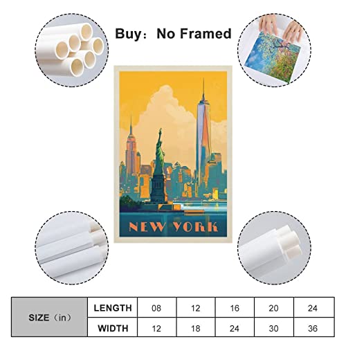 Vintage Poster New York Poster Poster Decorative Painting Canvas Wall Posters And Art Picture Print Modern Family Bedroom Decor Posters 12X18Inch(30X45Cm) #TOP1