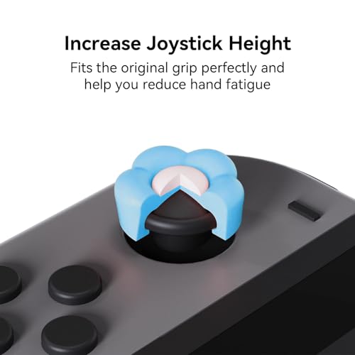 Image of GeekShare Silicone Joy Con Thumb Grip Caps, Joystick Cover Compatible with Switch /OLED /Switch Lite,4PCS - Heart & Flower (Blue&Purple)
