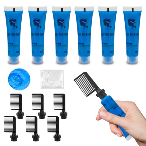 Tinte temporal azul para el pelo para niños, tizas lavables, tinte temporal para cabello oscuro y claro, peine para niños, tizas para niñas, fiesta, Halloween, cosplay, regalo para el cabello