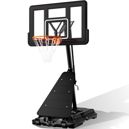 BACKYARD BLITZ Basketball Hoop 40&44&48in Backboard Portable Basketball Goal System 10FT Hand-Crank Adjustable Basketball Hoop Outdoor