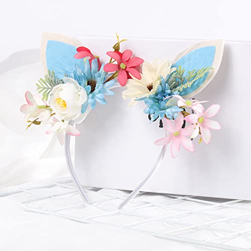 Ausejopeac Spring Bunny Ears Easter Headband,Baby Girls Flower Crown Headband Fairy Rabbit Hairband Wedding Party Birthday Supply #TOP1