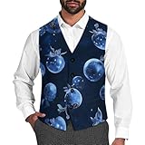 Blueberries - Chaleco de traje para hombre, casual, de negocios, formal, chaleco para boda, Estilo:, S