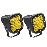 【Focos de Coche LED】Superficie de lente de plexiglás PMMA mejorada con alta transmisión de luz y excelente visibilidad. Combo Beam LED Pods Light con reflector de calidad para garantizar la máxima tasa de proyección de luz. La combinación perfecta de foco y reflector proporciona irradiación de larga distancia e iluminación de amplia difusión, un haz de luz perfecto para todoterreno.