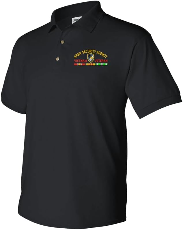 MilitaryBest Army Security Agency Vietnam Veteran with Ribbons Embroidered Polo
