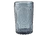 Bonito vaso de cristal azul marino con detalles en relieve, perfecto para servir cócteles largos o colas falsas.