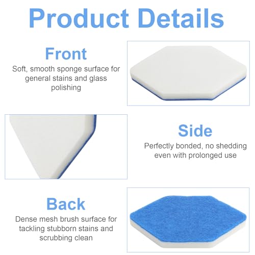 6pcs Ersatzschwamm für Badwischer Geeignet für Vileda Bath Magic Mehrzweck-Schwammwischer Bad und Wanne Mop Nachfüllungen Ersatz Beidseitige Reinigung Sechseckige Rundumreinigung keinen Fleck Auslässt