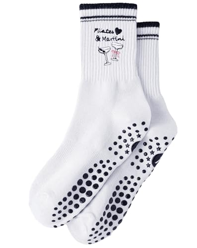 Image of Yawlsow Pilates Grip Socks for Women Yoga Grippy Socks Cute Barre Non Skid Athletic Crew Sticky Sock Workout Hospital