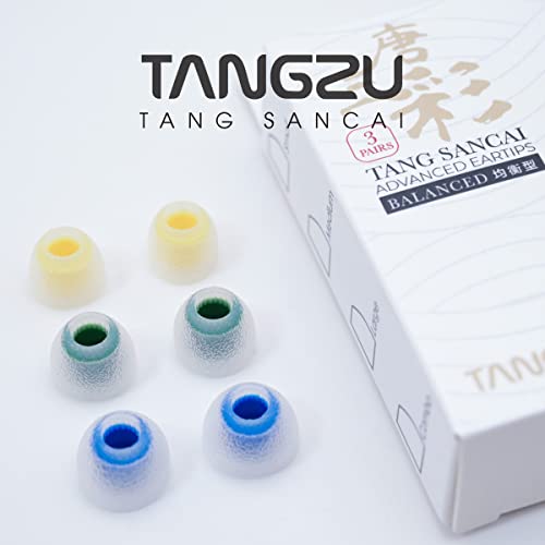 Image of TANGZU Tang Sancai Balanced Bore Eartips, Medical Grade Hypoallergic Silicone in-Ear Monitor Ear Plugs for in-Ear Earphone, Replacement Earbuds Tips, IEM Eartips, Yellow, S, 3 Pairs
