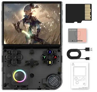 RG40XX V Retro Handheld Game Console , RG40XXV Game Console 4.0 Inch IPS Screen Linux System Built-in 64G TF Card 5017 Games Support TV Output 5G WiFi Bluetooth 4.2(Transparent Black)