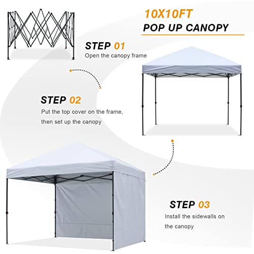 Cooshade Pop Up Canopy Tent 10X10Ft Outdoor Festival Tailgate Event Vendor Craft Show Canopy With 2 Removable Sunwalls Instant Sun Protection Shelter With Wheeled Carry Bag(White) #TOP3