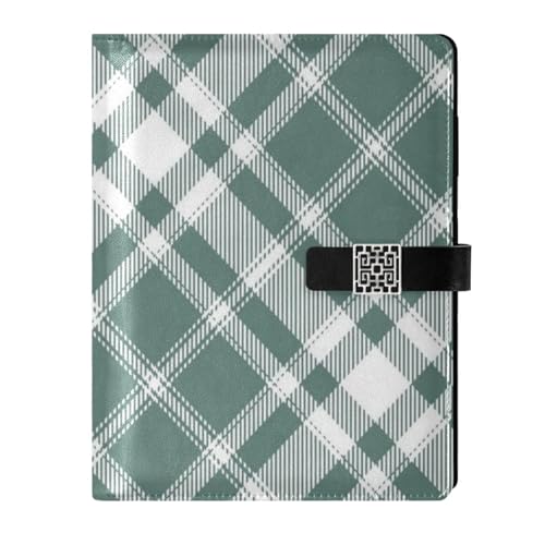 Cahier ligné cuir vert 17x23cm spirale journal intime
