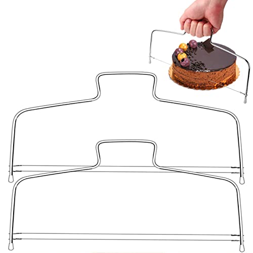 2 cortadores de tartas, ajustable con alambre de acero inoxidable, corte de base para tartas, fácil de limpiar, hace que sea fácil de hornear y pasteles de capas sean fáciles de limpiar Cover