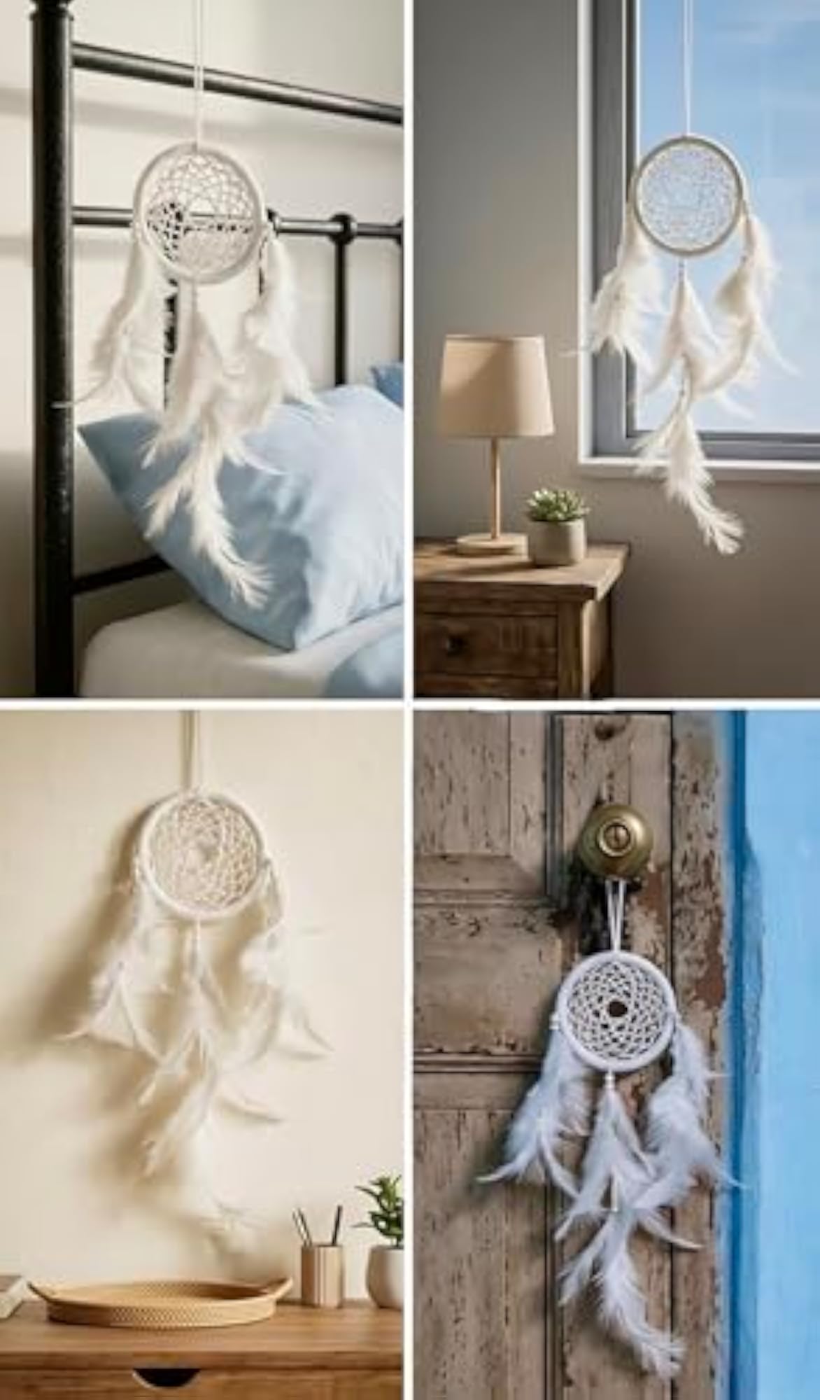 White Dream Catcher for Car & Home Decor, Handmade