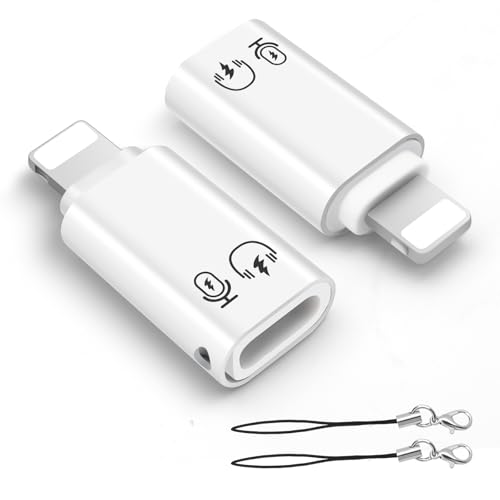 HAUXGOGO USB-C 3.1 to Lightning Adapter (2-Pack) Male Lightning to Female USB-C Headphone/Microphone/Charging & OTG Compatible
