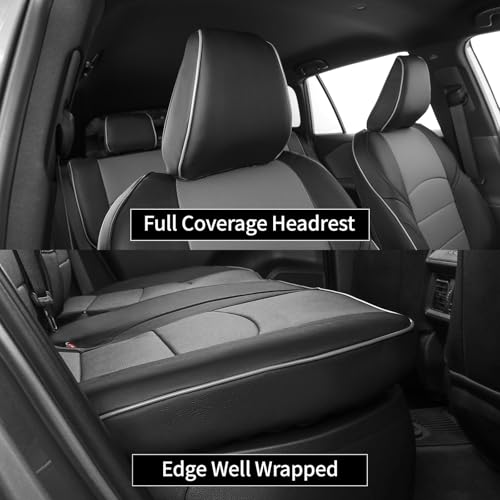 Image of EKR Rav4 Seat Covers Custom Fit for Toyota Rav4 (Hybrid) Woodland /Limited 2026,Waterproof Leather Car Seat Cover Full Set for SUV,Faux Leather(Black /Gray)