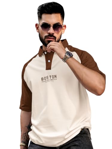 Image of Maniac || Mens || Printed ||Raglan Polo Neck || 3 /4th Sleeve || Cotton ||Oversized ||Polo T-Shirt