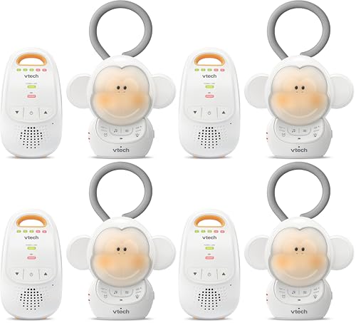 Image of VTech DM1411 Audio Baby Monitor & Portable Soother Dual-Unit Rechargeable Battery,Long Range,Soft-Glow Night Light,Soothing Sounds & Lullabies,Digital Wireless Transmission,Sound Indicator (Pack of 4)