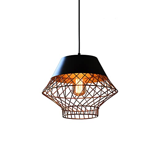 Lámpara industrial para isla de cocina, diseño rústico moderno en jaula negra