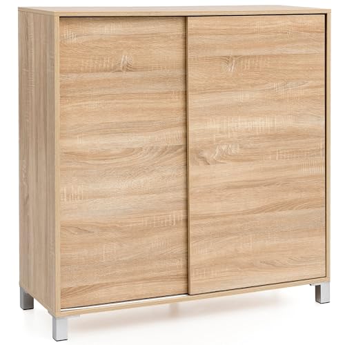 FineBuy Schuhschrank Sonoma Holz 100x108x37,5 cm Ablage Hoch, Design Schuhständer Groß 20 Paar Schuhe Schuhregal Flur, Schuh Aufbewahrung Platzsparend, Schuhablage Dielenmöbel Modern XXL