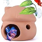 Betta Fish Tank Accessories,Pleco Caves for Aquarium,Fish Aquarium Decoration,Smalland Shrimp Breeding Cave Don't Contain Paint,Natural Ceramics Mushroom House
