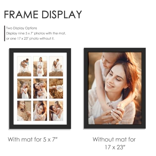 Image of DUENPY 17x23 Picture Frame 9-Opening 5x7 Collage Picture Frame Displays Nine 5x7 Photos Wall Decor Wall Hanging or Tabletop Black