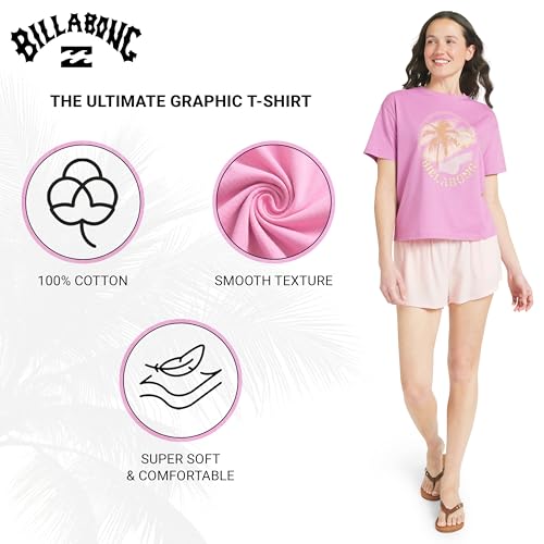 Billabong Women's Regular Fit Premium Soft Cotton Tee Short Sleeve Graphic T-Shirt, Sweet Orchid, Large by Billabong - Used condition - Image 3