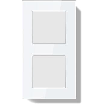 Flush-Mounted Light Switch Single 2 Way + 1 Gang 2 Way Double 86 x 157 mm Modern Wall Switch with Glass Frame Button Switch with Cable Clamps and Claws Easy Installation Light Switch White