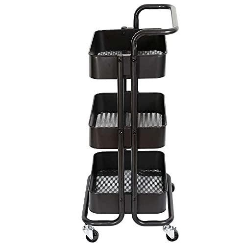 Carrito esteticista con ruedas BAKAJI de 3 estantes y diseño compacto para el hogar 5