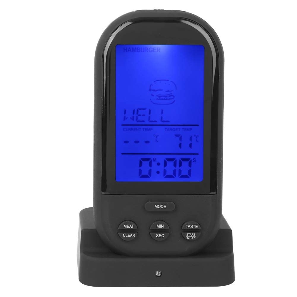 Termometro per Carne, Lettura istantanea, termometro LCD Digitale, termometro da Cucina per bistecche Wireless, con Doppie sonde in Acciaio Inossidabile per Cucinare, Grigliare Barbecue, Forno