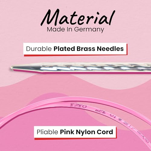 Image of skacel by addi Ewenicorn Rocket Circular Knitting Needles, Fixed 32 Inch (80 cm) White Chrome Plated Brass Tips with Flexible Nylon Cord, 8 mm (US Size 11)