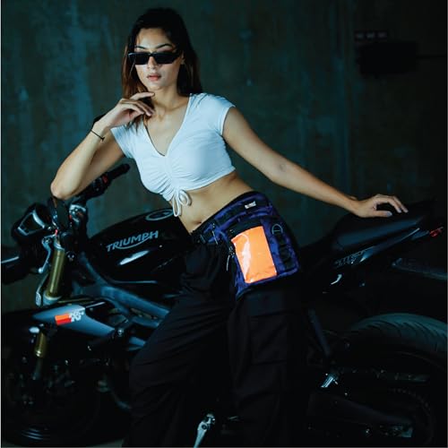 Image of MONKEY TROOPERS Drift Magnetic Thigh Bag for Bikers, 5L | Blue Camo | Waist & Leg Motorcycle Bag with Strap, Magnet Mount, Touch-Sensitive Navigation Pocket, Large Capacity for Riding & Hiking