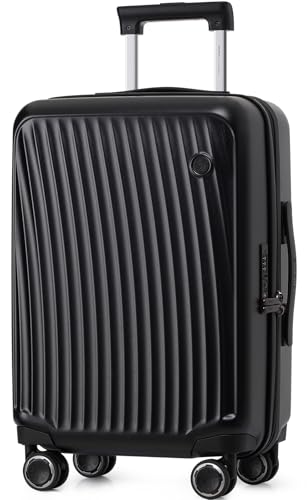 OIWAS 20 Inch Carry On Luggage, Hard Sided Luggage with Spinner Wheel, TSA Lock & Smooth Zippers, Lightweight Carryon Luggage Airline Approved for Short Trip, Black