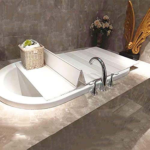 Couvercle de baignoire pliable en PVC blanc isolant avec support