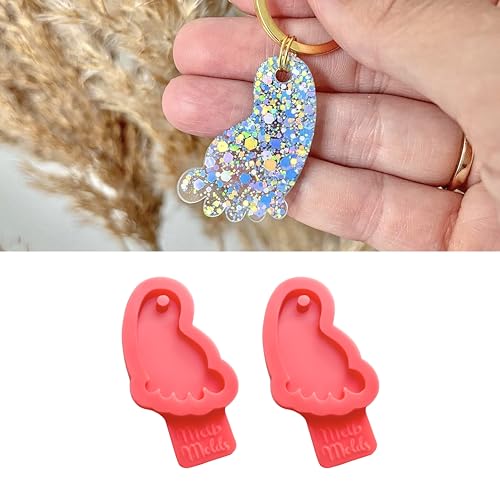 MelbMolds: Moldes de Silicona de Resina Epoxi para Huellas de Bebé - 2 Piezas: Crea Adorables Llaveros, Etiquetas para Mascotas (Perros/Gatos), Pendants, Pendientes y Joyería DIY