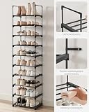 SONGMICS Metalowa półka na buty z 10 półkami, 45 x 30 x 174 cm | Duża, stojąca, DIY, oszczędzająca miejsce, wielofunkcyj