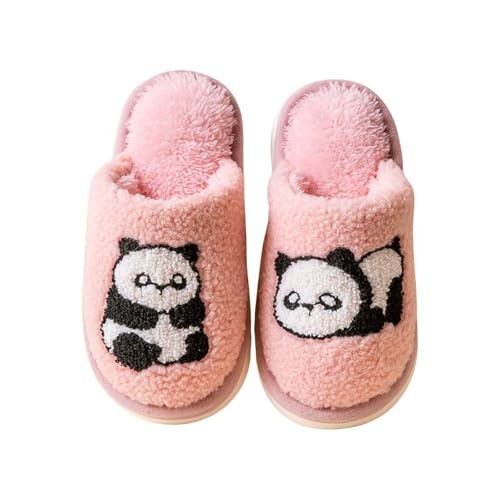 Toddler Boys Girls Animal Panda Slippers Kids Indoor House Slippers for Winter Warmth Cartoon Soft Plush Shoes