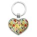 Laila Floral Pattern Keychain Heart Love Metal Key Chain Ring