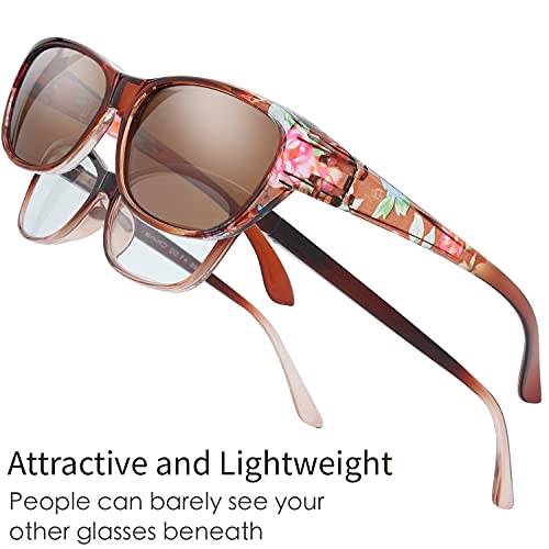 Image of The Fresh High Definition Polarized Wrap Around Shield Sunglasses for Glasses - Leather Eyeglasses Case