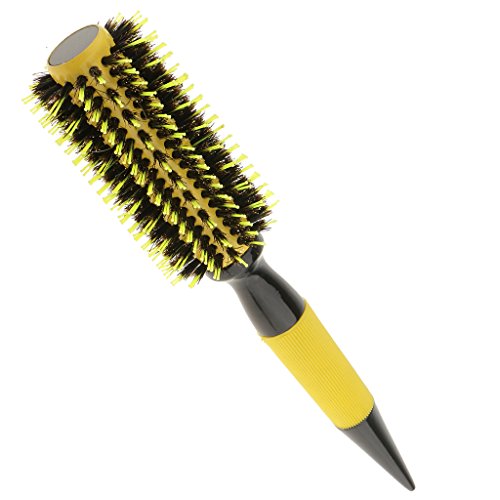 Toygogo Cepillo De Pelo De Cerdas De Nylon Duro Sin Frizz Cepillo De Pelo Profesional con Mango De Madera Natural Amarillo - 2,2 Pulgadas