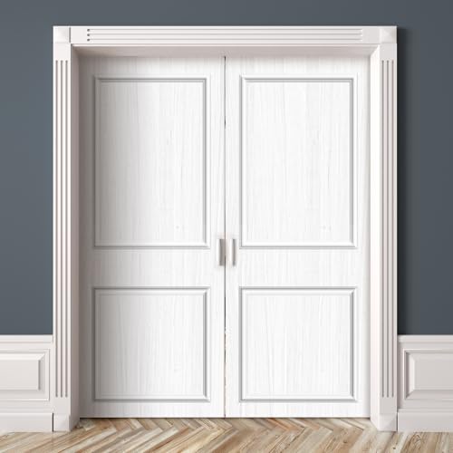 Colingmill 1 Set Peel and Stick Door Moulding Trim Kit Premade Wall Moulding Panels Flexible Self Adhesive 3D Wainscoting Panels for Mirror Window Frame Decor (Top 22"x36" and Bottom 22"x24")