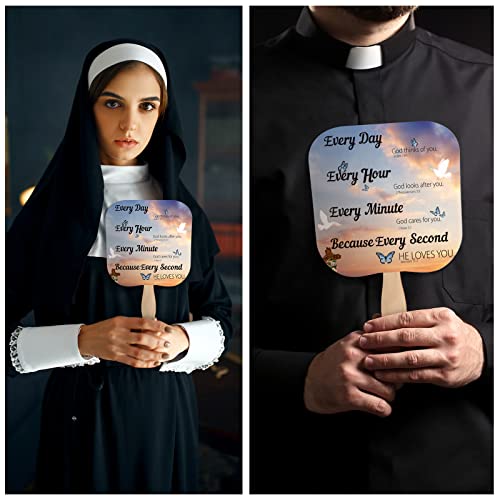 Image of Sherr 25 Pcs Christian Fans Bulk Religious Church Handheld Fans the Lord's Prayer Parlor Church Favors Gift