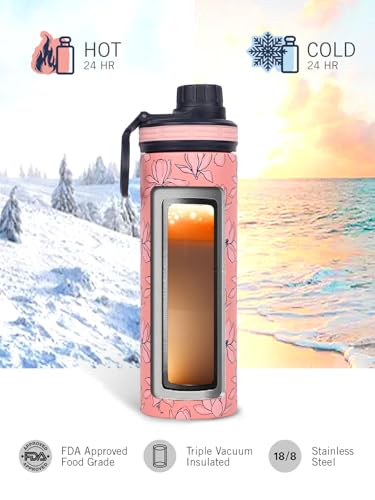 Image of NAUTICA Premium Leak-Proof Insulated Water Bottle - 1pc (Fender)| 500ml | Stainless Steel Flask with 24 Hours Temperature Retention | Ideal for Travel, Gym, Office Use Texas Printed-b.Pink /Navy