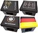 BierEx Design Bierkasten Sitz Deutschland Fußball Kissen Bierkastensitz für Bierkiste Hocker schwarz Aufsatz Bierkiste für Stehtisch (Schwarz-Rot-Gold)